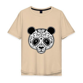Мужская футболка хлопок Oversize с принтом Панда c узорами в Екатеринбурге, 100% хлопок | свободный крой, круглый ворот, “спинка” длиннее передней части | панда