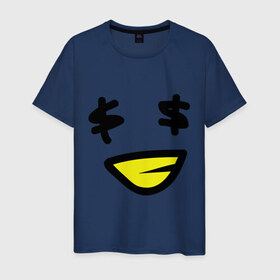 Мужская футболка хлопок с принтом Смайл - Бакс в Екатеринбурге, 100% хлопок | прямой крой, круглый вырез горловины, длина до линии бедер, слегка спущенное плечо. | smile | бакс | доллар | знак доллара | смайл | смайлик