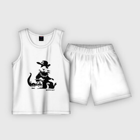 Детская пижама с шортами хлопок с принтом Gangsta rat (Banksy) в Екатеринбурге,  |  | Тематика изображения на принте: бэнкси | гангстер | граффити | грызун | мышь | хомяк