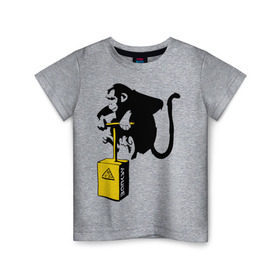 Детская футболка хлопок с принтом TNT monkey (Banksy) в Екатеринбурге, 100% хлопок | круглый вырез горловины, полуприлегающий силуэт, длина до линии бедер | Тематика изображения на принте: бэнкси | граффити | животные | обезьяна