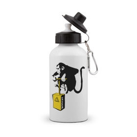 Бутылка спортивная с принтом TNT monkey (Banksy) в Екатеринбурге, металл | емкость — 500 мл, в комплекте две пластиковые крышки и карабин для крепления | Тематика изображения на принте: бэнкси | граффити | животные | обезьяна