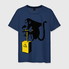 Мужская футболка хлопок с принтом TNT monkey (Banksy) в Екатеринбурге, 100% хлопок | прямой крой, круглый вырез горловины, длина до линии бедер, слегка спущенное плечо. | Тематика изображения на принте: бэнкси | граффити | животные | обезьяна