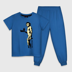 Детская пижама хлопок с принтом Древний человек Бэнкси в Екатеринбурге, 100% хлопок |  брюки и футболка прямого кроя, без карманов, на брюках мягкая резинка на поясе и по низу штанин
 | бэнкси | граффити | неандерталец | примат