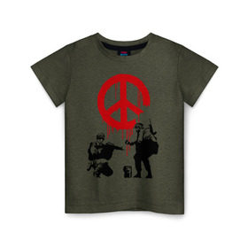 Детская футболка хлопок с принтом Peace Banksy в Екатеринбурге, 100% хлопок | круглый вырез горловины, полуприлегающий силуэт, длина до линии бедер | бэнкси | граффити | люди | мир | оружие
