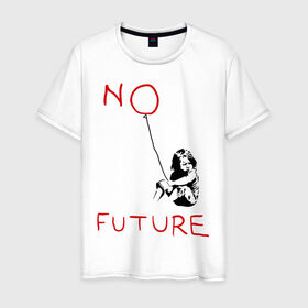 Мужская футболка хлопок с принтом No future Banksy в Екатеринбурге, 100% хлопок | прямой крой, круглый вырез горловины, длина до линии бедер, слегка спущенное плечо. | Тематика изображения на принте: banksy | бэнкси | графити | граффити | стрит арт