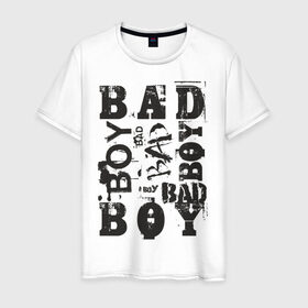 Мужская футболка хлопок с принтом Bad boy в Екатеринбурге, 100% хлопок | прямой крой, круглый вырез горловины, длина до линии бедер, слегка спущенное плечо. | Тематика изображения на принте: бэд бой