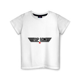 Детская футболка хлопок с принтом Top son в Екатеринбурге, 100% хлопок | круглый вырез горловины, полуприлегающий силуэт, длина до линии бедер | брат | братишка | дети | старший
