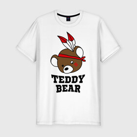 Мужская футболка премиум с принтом Медвежонок в Екатеринбурге, 92% хлопок, 8% лайкра | приталенный силуэт, круглый вырез ворота, длина до линии бедра, короткий рукав | 