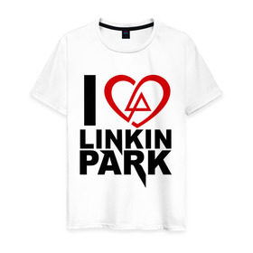 Мужская футболка хлопок с принтом I love linkin park (Я люблю Linkin Park) в Екатеринбурге, 100% хлопок | прямой крой, круглый вырез горловины, длина до линии бедер, слегка спущенное плечо. | rock | линкин парк | музыкальная группа | рок группа | рок музыка