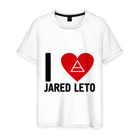 Мужская футболка хлопок с принтом I love Jared Leto в Екатеринбурге, 100% хлопок | прямой крой, круглый вырез горловины, длина до линии бедер, слегка спущенное плечо. | 30 seconds to mars | 30 stm | punk | rock | музыка | панк рок | я люблю джареда лето