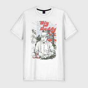 Мужская футболка премиум с принтом Big Daddy в Екатеринбурге, 92% хлопок, 8% лайкра | приталенный силуэт, круглый вырез ворота, длина до линии бедра, короткий рукав | азартные игры | большой папа | большой папочка | казино | карты | мафия | рулетка | фишки