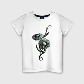 Детская футболка хлопок с принтом Полевые ромашки в Екатеринбурге, 100% хлопок | круглый вырез горловины, полуприлегающий силуэт, длина до линии бедер | летние цветы | одуванчики | полевые ромашки | полевые цветы | ромашки | цветы