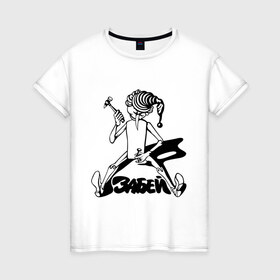 Женская футболка хлопок с принтом Zabey в Екатеринбурге, 100% хлопок | прямой крой, круглый вырез горловины, длина до линии бедер, слегка спущенное плечо | буратино | забей