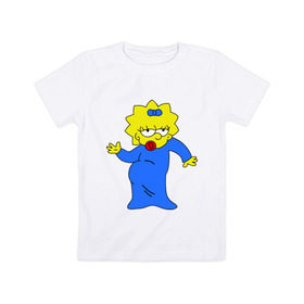 Детская футболка хлопок с принтом Мэгги танцует в Екатеринбурге, 100% хлопок | круглый вырез горловины, полуприлегающий силуэт, длина до линии бедер | maggie simpson | simpsons | мэгги | мэгги симпсон | мэги | симпсоны