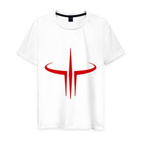 Мужская футболка хлопок с принтом Quake logo в Екатеринбурге, 100% хлопок | прямой крой, круглый вырез горловины, длина до линии бедер, слегка спущенное плечо. | quake | игры | квейк | компьютерные игры