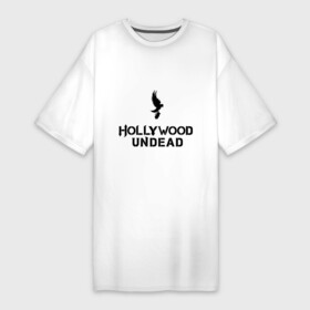 Платье-футболка хлопок с принтом Hollywood Undead logo в Екатеринбурге,  |  | hollywood undead | hu | hu mask one color | undead | рок реп группа hollywood undead