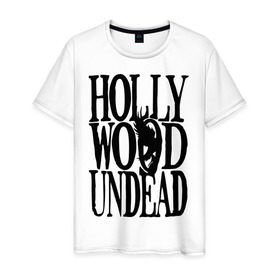 Мужская футболка хлопок с принтом HollyWoodUndead в Екатеринбурге, 100% хлопок | прямой крой, круглый вырез горловины, длина до линии бедер, слегка спущенное плечо. | hollywood undead | hu | hu mask one color | undead | птица с гранатой | рок реп группа hollywood undead