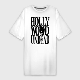 Платье-футболка хлопок с принтом HollyWoodUndead в Екатеринбурге,  |  | hollywood undead | hu | hu mask one color | undead | птица с гранатой | рок реп группа hollywood undead