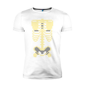 Мужская футболка премиум с принтом Пиксельный скелет в Екатеринбурге, 92% хлопок, 8% лайкра | приталенный силуэт, круглый вырез ворота, длина до линии бедра, короткий рукав | скелет