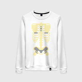 Женский свитшот хлопок с принтом Пиксельный скелет в Екатеринбурге, 100% хлопок | прямой крой, круглый вырез, на манжетах и по низу широкая трикотажная резинка  | скелет