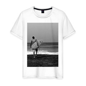 Мужская футболка хлопок с принтом Surfingboy в Екатеринбурге, 100% хлопок | прямой крой, круглый вырез горловины, длина до линии бедер, слегка спущенное плечо. | летние | лето | море | на лето | океан | пляж | серфинг
