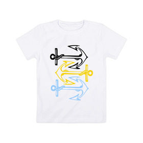 Детская футболка хлопок с принтом Anchors в Екатеринбурге, 100% хлопок | круглый вырез горловины, полуприлегающий силуэт, длина до линии бедер | корабль | летние | лето | море | океан | отдых | отпуск | пляж | якорь