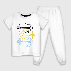 Детская пижама хлопок с принтом Anchors в Екатеринбурге, 100% хлопок |  брюки и футболка прямого кроя, без карманов, на брюках мягкая резинка на поясе и по низу штанин
 | корабль | летние | лето | море | океан | отдых | отпуск | пляж | якорь