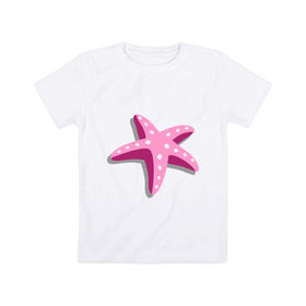 Детская футболка хлопок с принтом Одна морская звезда в Екатеринбурге, 100% хлопок | круглый вырез горловины, полуприлегающий силуэт, длина до линии бедер | летние | лето | море | отдых | отпуск | пляж