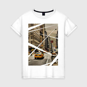 Женская футболка хлопок с принтом Улицы NY в Екатеринбурге, 100% хлопок | прямой крой, круглый вырез горловины, длина до линии бедер, слегка спущенное плечо | new york | urban style | город | города | нью йорк | улицы нью йорка | урбан