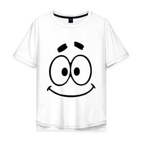 Мужская футболка хлопок Oversize с принтом Смешная рожица в Екатеринбурге, 100% хлопок | свободный крой, круглый ворот, “спинка” длиннее передней части | smile | глаза | рожица | смайл | смайлик
