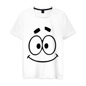 Мужская футболка хлопок с принтом Смешная рожица в Екатеринбурге, 100% хлопок | прямой крой, круглый вырез горловины, длина до линии бедер, слегка спущенное плечо. | smile | глаза | рожица | смайл | смайлик
