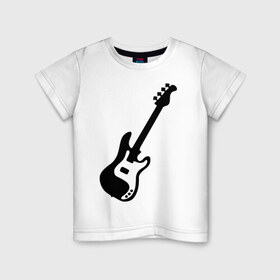 Детская футболка хлопок с принтом Гитара в Екатеринбурге, 100% хлопок | круглый вырез горловины, полуприлегающий силуэт, длина до линии бедер | Тематика изображения на принте: gitar | music | бас | музыка | музыкальные инструменты | электрогитара
