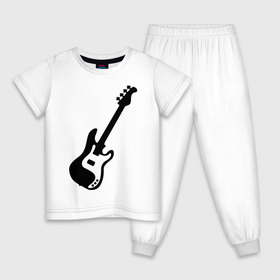 Детская пижама хлопок с принтом Гитара в Екатеринбурге, 100% хлопок |  брюки и футболка прямого кроя, без карманов, на брюках мягкая резинка на поясе и по низу штанин
 | Тематика изображения на принте: gitar | music | бас | музыка | музыкальные инструменты | электрогитара