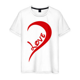Мужская футболка хлопок с принтом One love парная в Екатеринбурге, 100% хлопок | прямой крой, круглый вырез горловины, длина до линии бедер, слегка спущенное плечо. | для влюбленных | для двоих | для пары | любимая | любимый | любовь | парная | половинка | сердечко | сердце