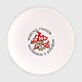 Тарелка 3D с принтом Назвался груздем - проверься у психиатра! в Екатеринбурге, фарфор | диаметр - 210 мм
диаметр для нанесения принта - 120 мм | гриб | гриб мухомор | грибы | груздь | мухомор | назвался груздем   проверься у психиатра | поганка