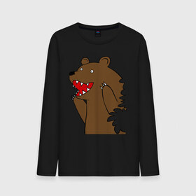 Мужской лонгслив хлопок с принтом Медведь цензурный в Екатеринбурге, 100% хлопок |  | интернет приколы | медведь | медведь в кустах | приколы