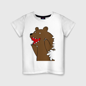 Детская футболка хлопок с принтом Медведь цензурный в Екатеринбурге, 100% хлопок | круглый вырез горловины, полуприлегающий силуэт, длина до линии бедер | интернет приколы | медведь | медведь в кустах | приколы