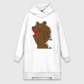 Платье-худи хлопок с принтом Медведь цензурный в Екатеринбурге,  |  | интернет приколы | медведь | медведь в кустах | приколы