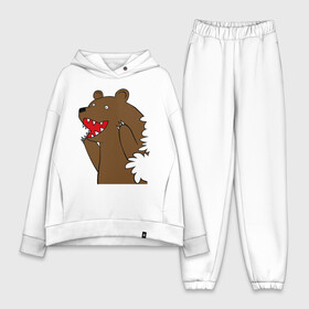 Женский костюм хлопок Oversize с принтом Медведь цензурный в Екатеринбурге,  |  | интернет приколы | медведь | медведь в кустах | приколы