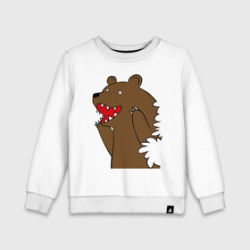 Детский свитшот хлопок с принтом Медведь цензурный в Екатеринбурге, 100% хлопок | круглый вырез горловины, эластичные манжеты, пояс и воротник | интернет приколы | медведь | медведь в кустах | приколы