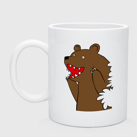 Кружка с принтом Медведь цензурный в Екатеринбурге, керамика | объем — 330 мл, диаметр — 80 мм. Принт наносится на бока кружки, можно сделать два разных изображения | интернет приколы | медведь | медведь в кустах | приколы