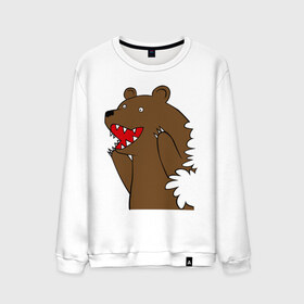Мужской свитшот хлопок с принтом Медведь цензурный в Екатеринбурге, 100% хлопок |  | интернет приколы | медведь | медведь в кустах | приколы