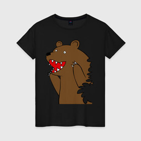 Женская футболка хлопок с принтом Медведь цензурный в Екатеринбурге, 100% хлопок | прямой крой, круглый вырез горловины, длина до линии бедер, слегка спущенное плечо | интернет приколы | медведь | медведь в кустах | приколы
