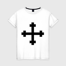 Женская футболка хлопок с принтом Кросслет в Екатеринбурге, 100% хлопок | прямой крой, круглый вырез горловины, длина до линии бедер, слегка спущенное плечо | ghots | готы | символика готов | субкультуры