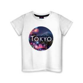 Детская футболка хлопок с принтом Tokyo - круг в Екатеринбурге, 100% хлопок | круглый вырез горловины, полуприлегающий силуэт, длина до линии бедер | tokyo | urban | город | города | мировые столицы | токио | урбан | япония