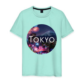 Мужская футболка хлопок с принтом Tokyo - круг в Екатеринбурге, 100% хлопок | прямой крой, круглый вырез горловины, длина до линии бедер, слегка спущенное плечо. | tokyo | urban | город | города | мировые столицы | токио | урбан | япония