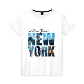 Женская футболка хлопок с принтом Надпись NY в Екатеринбурге, 100% хлопок | прямой крой, круглый вырез горловины, длина до линии бедер, слегка спущенное плечо | new york | ny | nyc | urban | город | города | нью йорк | урбан