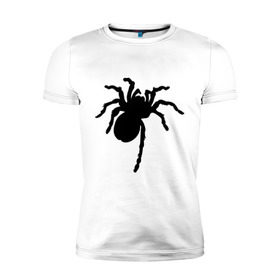Мужская футболка премиум с принтом Паук (spider) в Екатеринбурге, 92% хлопок, 8% лайкра | приталенный силуэт, круглый вырез ворота, длина до линии бедра, короткий рукав | Тематика изображения на принте: насекомые | паутина | паучок | черная вдова | черный паук
