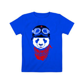 Детская футболка хлопок с принтом Панда байкер в Екатеринбурге, 100% хлопок | круглый вырез горловины, полуприлегающий силуэт, длина до линии бедер | panda | медведь | медвежонок | мишка | мотоциклист | шлем