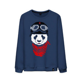 Мужской свитшот хлопок с принтом Панда байкер в Екатеринбурге, 100% хлопок |  | panda | медведь | медвежонок | мишка | мотоциклист | шлем